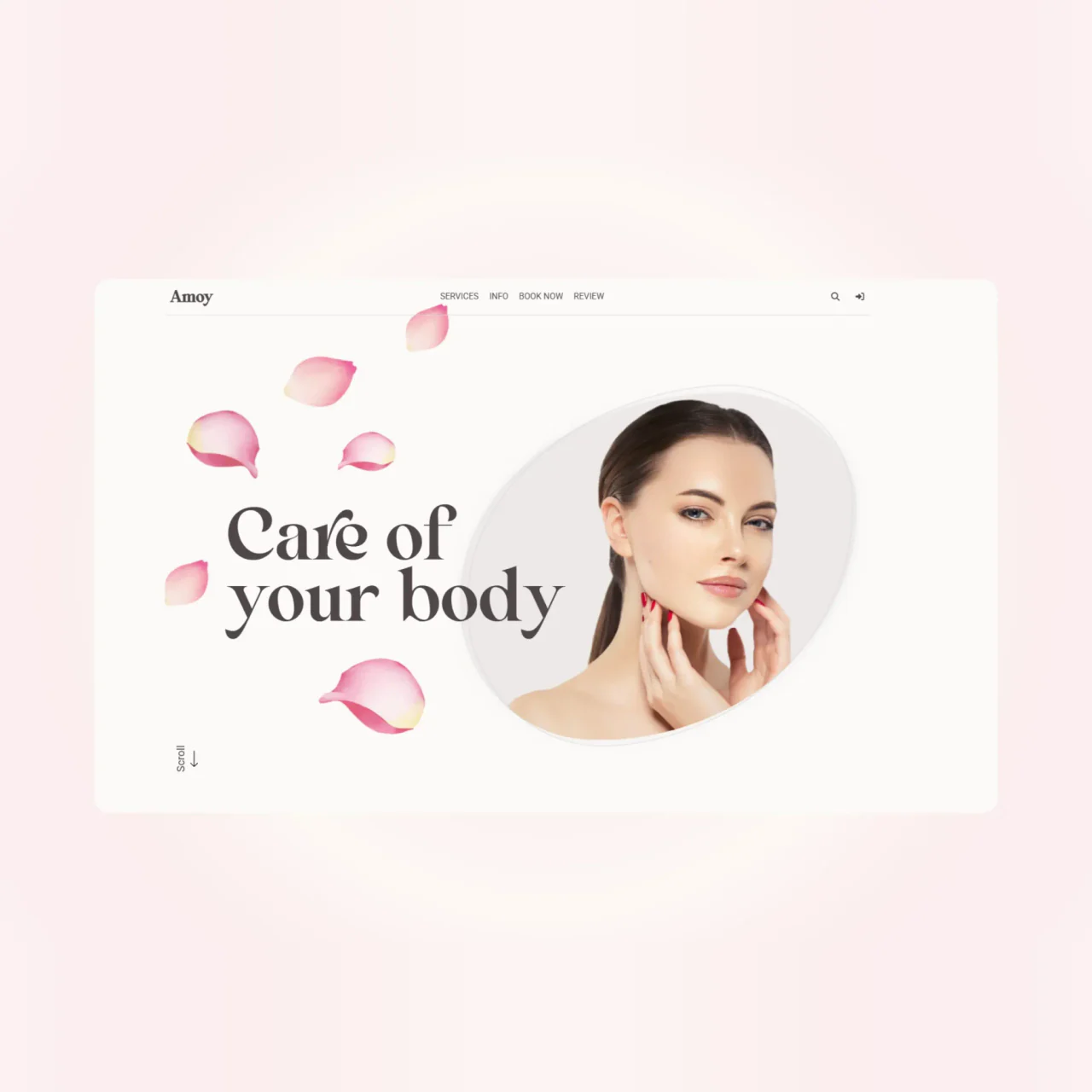 BeautySalon landing page for the demo brand Amoy